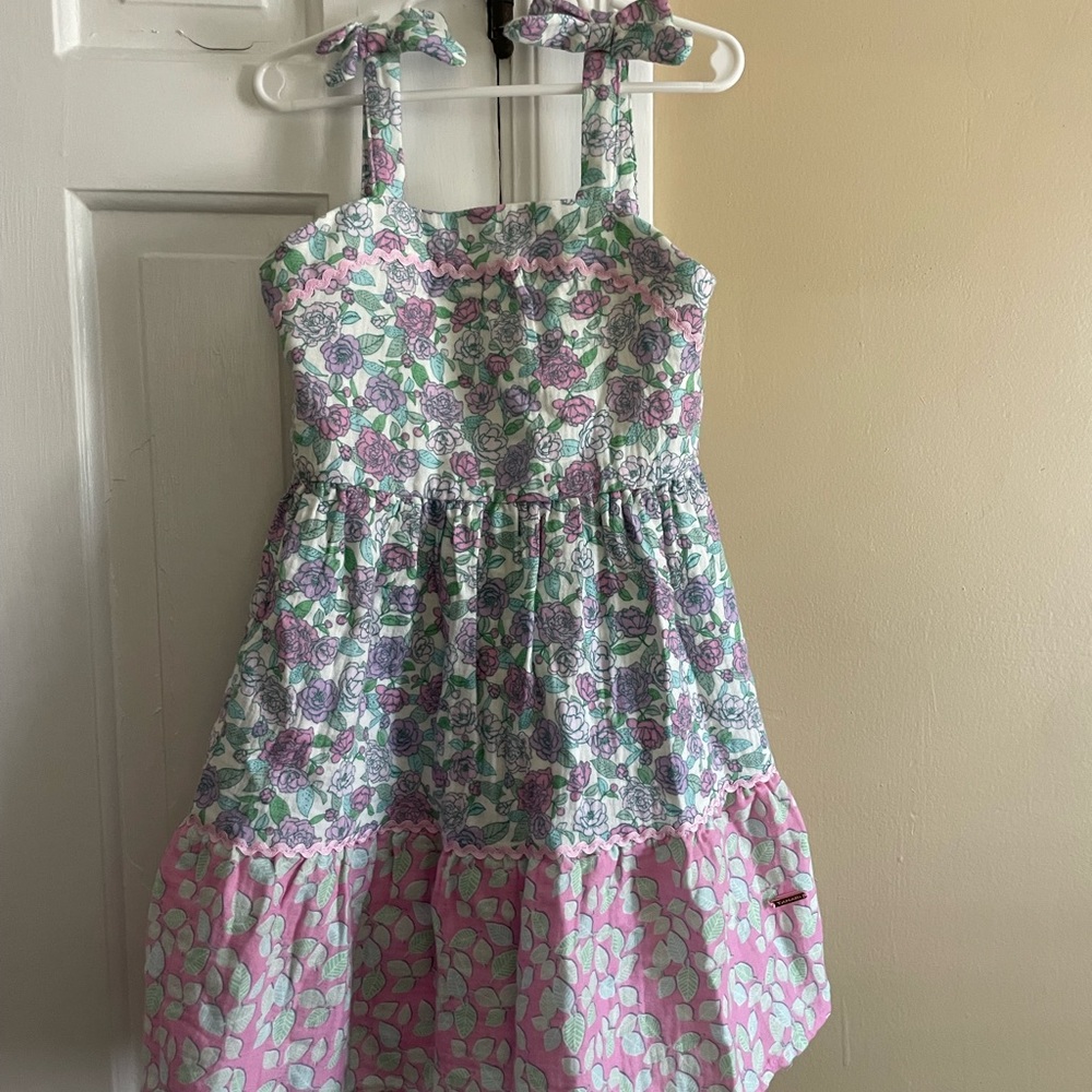 Tahari Green and Pink Tiered Sundress